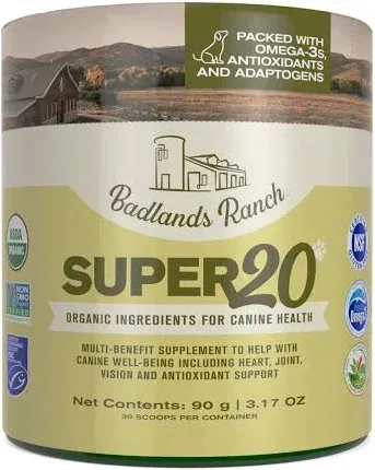 Badlands Ranch Super20 Canine Supplement Organic Ingredients Multi-benefit Supplement