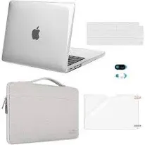 MOSISO Compatible with MacBook Pro 14 inch Case 2024 2023 2022 2021 M4 M3 M2 M1 A3112 A3185 A3401 A2918 A2992 A2779 A2442, Plastic Hard Case&Bag&Keyboard Skin&Webcam Cover&Screen Film, Clear&Gray