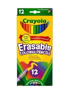 Crayola Erasable Colored Pencils (24ct), Kids Colored Pencils for School, Back to School Supplies for Kids, Coloring Pencils, 6+