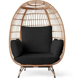 Best Choice Products Wicker Egg Chair Indoor Outdoor Patio Lounger