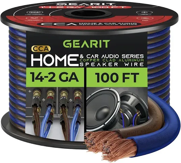 GearIT 14AWG Speaker Wire, Pro Series 14 Gauge Speaker Wire Cable Great Use for Home Theater Speakers and Car Speakers