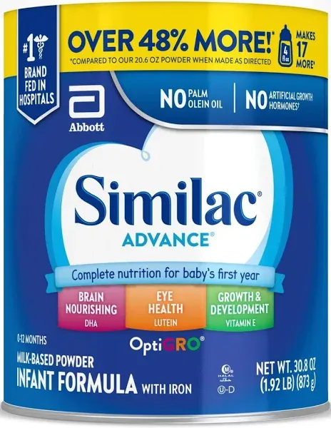 Similac Advance Infant Formula With Iron Milk Based Powder For 12 Months (30.8 oz)