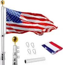 Wevalor 16Ft Telescopic Flag Pole Kit, Heavy Duty Aluminum Telescoping Flagpole,