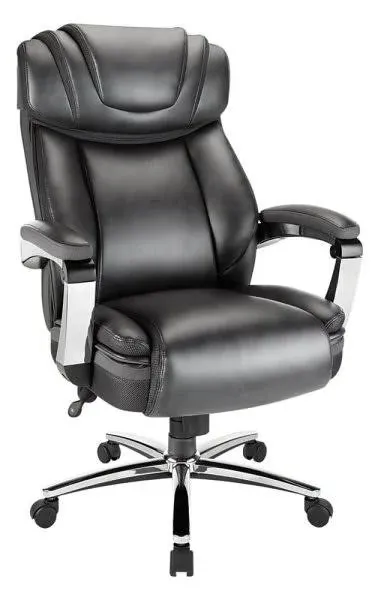 Realspace Axton Leather High-Back Big & Tall Chair, Dark Gray