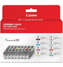 Canon CLI-8 Ink Cartridges Multipack Black Cyan Magenta Yellow New 8