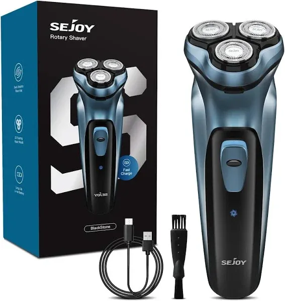 SEJOY 3D Men Electric Shaver Rotary Razor Rechargeable Cordless Sideburn Trimmer