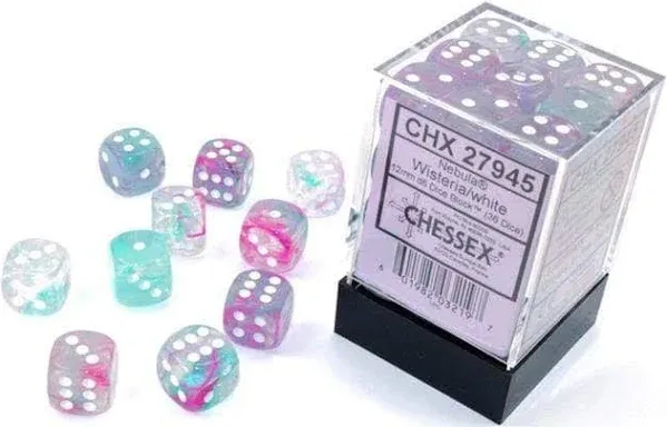 Chessex Dice Nebula D6 12mm Wisteria/White Luminary