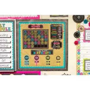 Teacher Created Resources Chalkboard Brights Calendar Bulletin Board Display Set