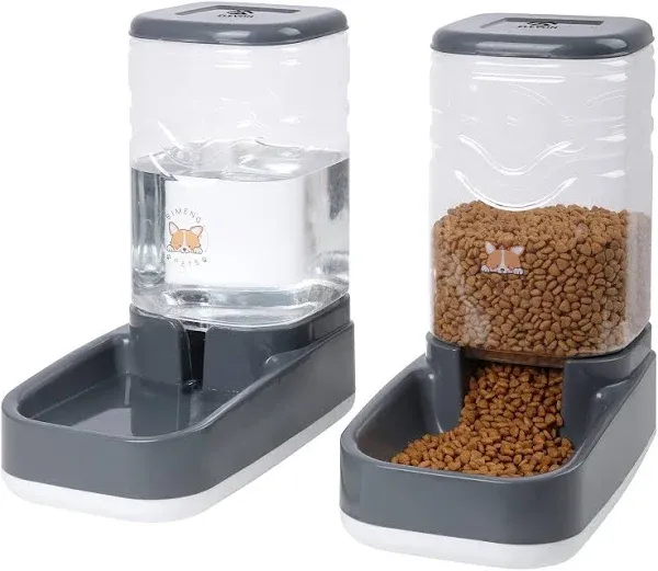 Automatic Dog &amp; Cat Gravity Food and Water Dispenser Set 3.8L