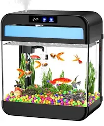 JumblPets Starter Fish Aquarium Kit, Beginner Glass Fish Tank Kit w/LED Lighting & More (2 Gallon)