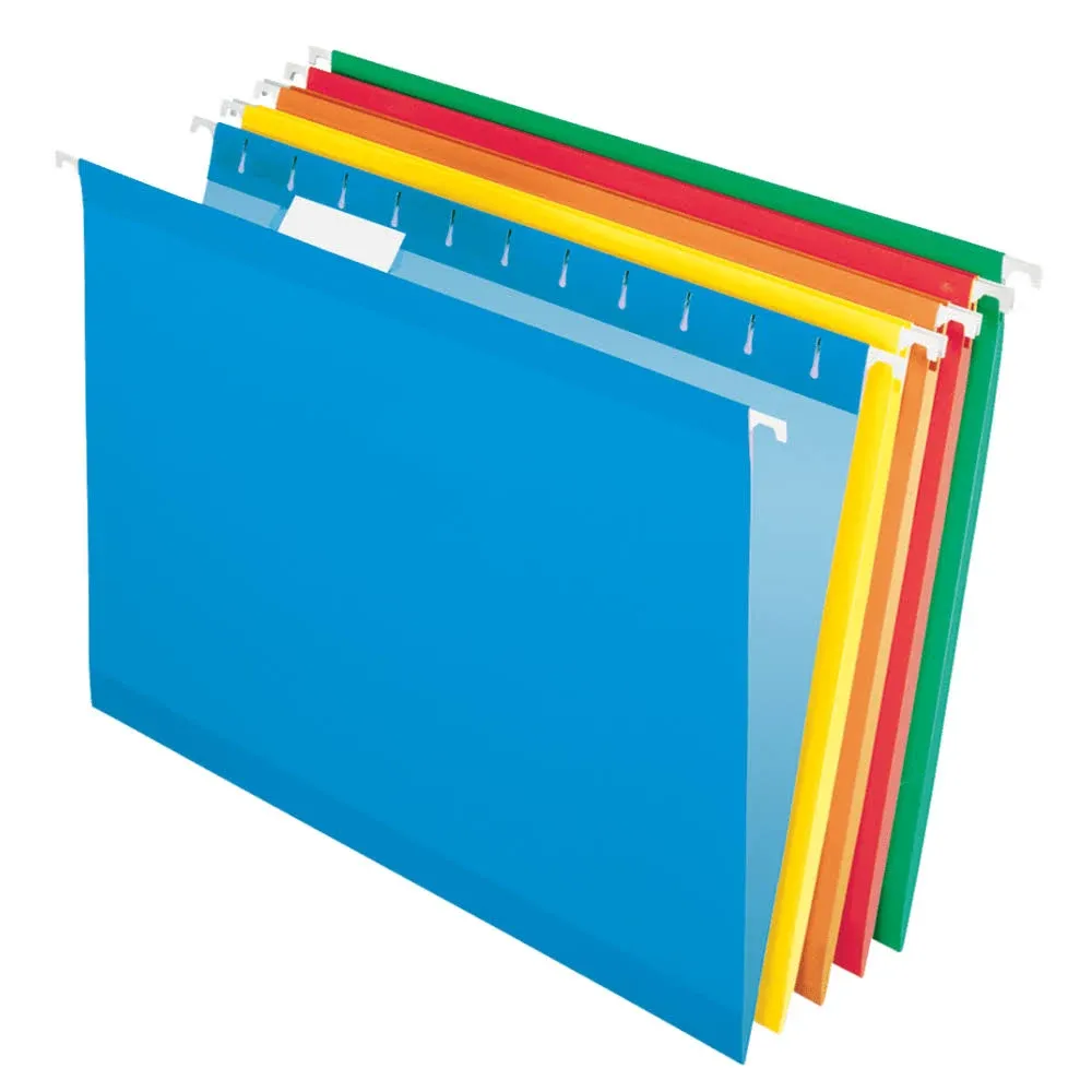 Office Depot Brand Hanging Folders, 15 3/4" x 9 3/8", Assorted Primary Colors, Box of 25