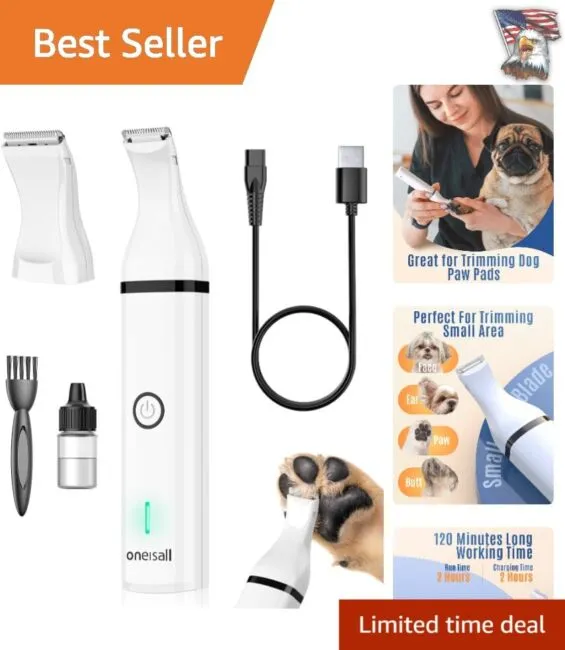 Cordless Pet Hair Grooming Trimmer with Double Blades - Low Noise Operation