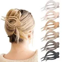 French Concord Hair Clips - 6Pcs Side Slide Volume Clips for Women Girls, Strong Hold No Slip Grip, Thick or Thin Hair (Matte Finish, L:4.6 IN, W:1.97IN)