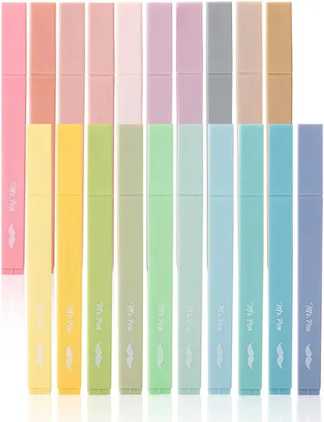 Mr. Pen- Aesthetic Highlighters, 20 Pcs, Chisel Tip, Pastel Colors, No Bleed Bible Highlighter Pastel,Assorted Colors, Christmas Gifts