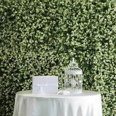 Efavormart 4 Pack 11 Sq ft. Artificial Boxwood Hedge Faux Genlisea with White Tips Foliage Green Garden Panel Home Event