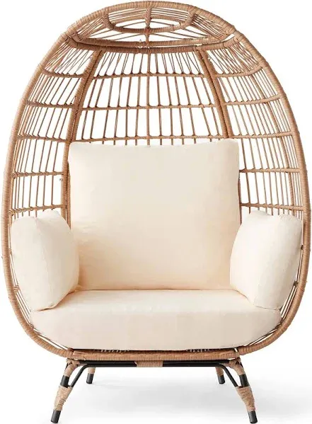 Best Choice Products Wicker Egg Chair Indoor Outdoor Patio Lounger