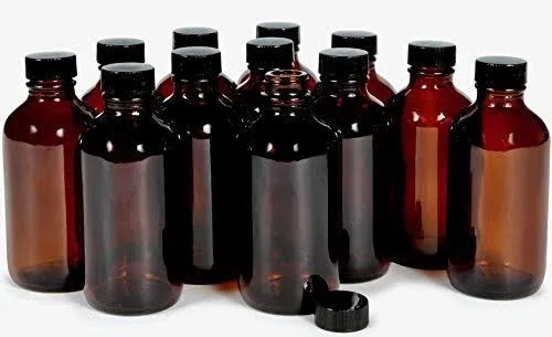 12 Amber 2 oz Glass Bottles with Glass Eye Droppers