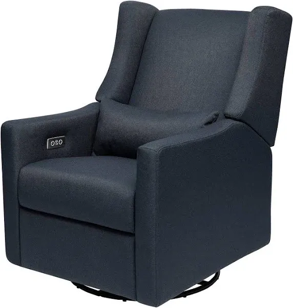 Babyletto Kiwi Electronic Recliner and Swivel Glider - Almond Teddy Loop with Light Wood Base