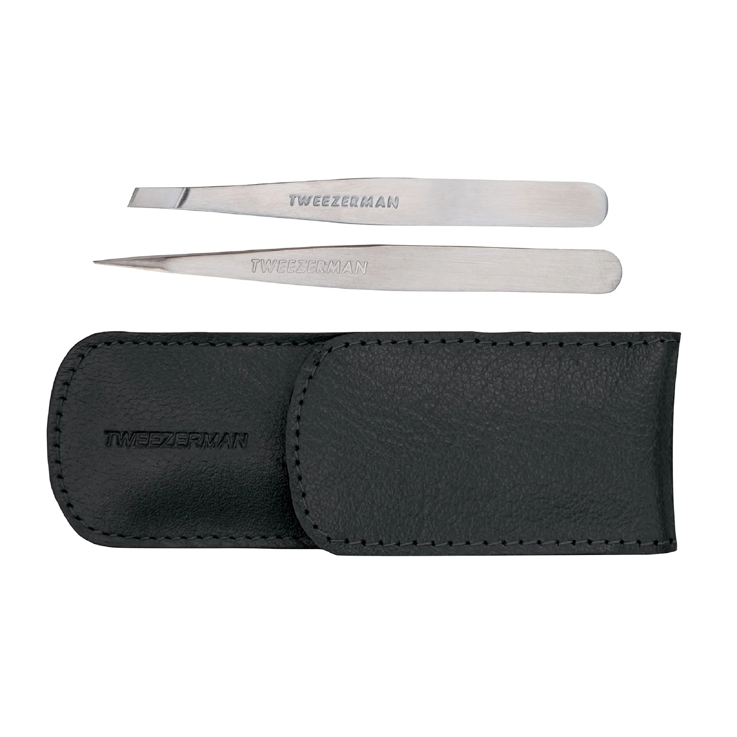 NEW Tweezerman Petite Tweeze Set: Slant Tweezer + Point Tweezer - (With Black