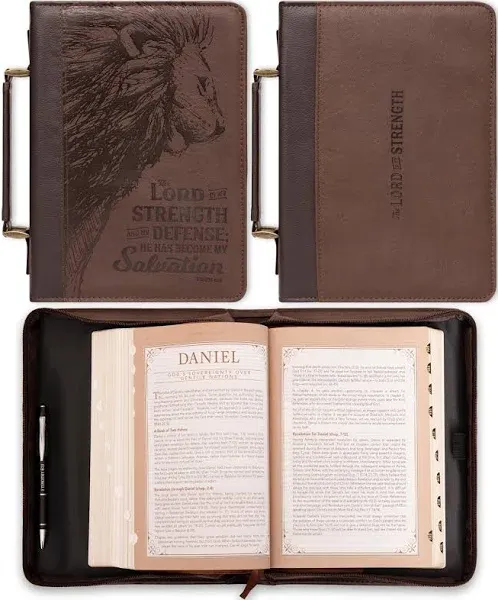 Bible Cover Brown Lord Is My Strength Exodus 15:2