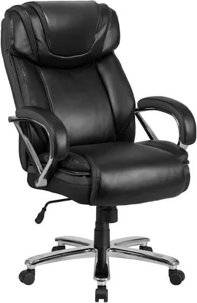 for Big & Tall 500 Lb Capacity Taupe Leather Executive Office Chair Extra Wide Seat