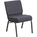 Flash Furniture Hercules Series 21 in. Church Chair in Dark Gray Fabric - Silver Vein Frame