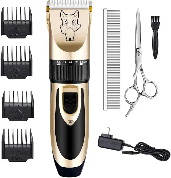 Highdas Dog Grooming Kit Clippers, Low Noise, Electric Quiet, Rechargeable, Cordless, Pet Hair Thick Coats Clippers Trimmers Set, Suitable for Dogs,