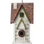 Glitzhome 12" Distressed Solid Wood Cottage Birdhouse - White