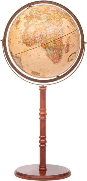 Commander II 16&#034; Floor Globe with Raised Relief, 33.3&#034; Tall