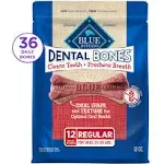 Blue Buffalo Dog Treats, Dental Bones, Regular - 12 oz