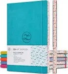 Aesthetic Large B5 Dotted Journal - Enjoy Bullet Journaling with a Soft Cover 7x10 inch, Non-Bleed Thick 120gsm Paper with Japanese Edge Motif - Turquoise Faux Leather Lay Flat Dot Notebook - ZenART