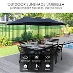 Kozyard Butterfly 15' Outdoor Patio Double-Sided Aluminum Umbrella Crank Base Navy Blue