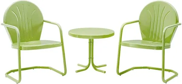 Crosley Furniture Griffith 3Pc Metal Patio Conversation Set in Key Lime Green