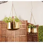 Zimlay Modern Round Gold Iron Set of 2 Hanging Planters 51935