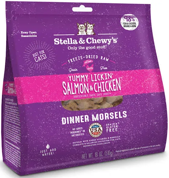 Stella & Chewy's Dinner Yummy Lickin' Salmon Chicken Freeze-Dried Cat Food - 18 oz