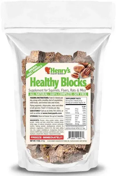 Henry's Healthy Blocks - Nutritionally Complete Food for Squirrels, Flyers, and Chipmunks, 11 Ounces