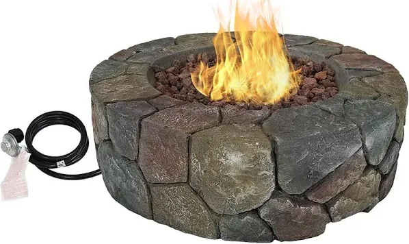 Sunnydaze 30 In Cast Stone Propane Gas Fire Pit Table With Lava Rocks