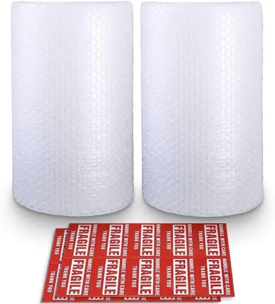 2-Pack Bubble Cushioning Nylon Wrap Rolls, 3/16&#034; x 12&#034; x 72&#039; ft Total, Perfor...