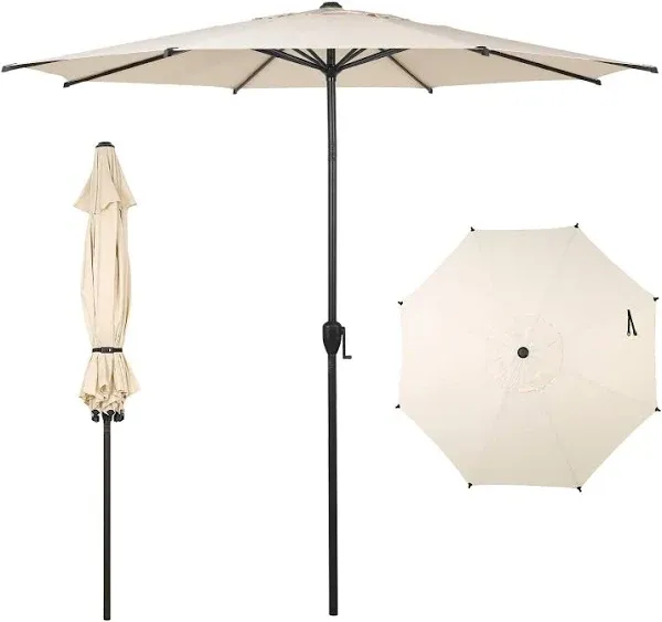 Abba Patio 9ft Round Lyon Outdoor Market Patio Umbrella, 6 Ribs-Dark Red