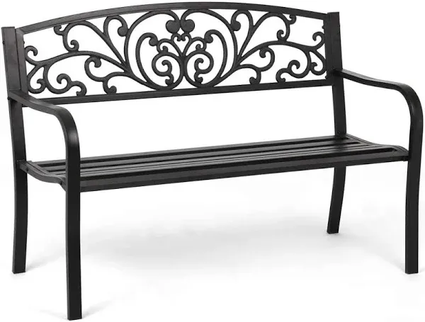 Garden Bench Patio Metal Bench Outdoor Park Bench Porch Benches With Backrest 