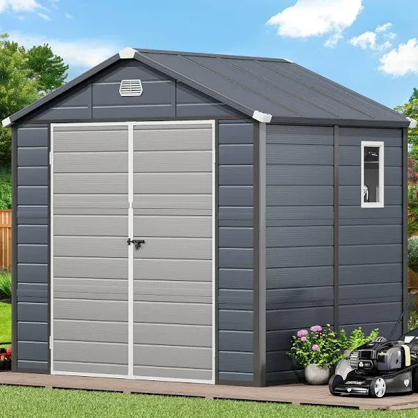 Outdoor Resin Storage Shed Tool Shed with Lockable Doors