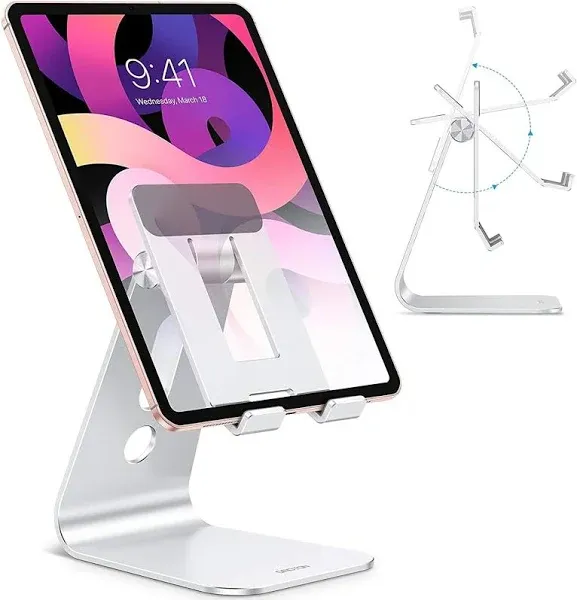 OMOTON Adjustable Tablet Stand for Desk, Upgraded Longer Arms for Greater Stabil