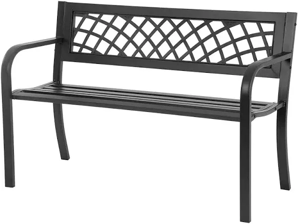 Unbranded 45.5 in. Black Outdoor Metal Bench, Bench 389272692