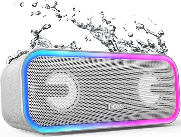 Doss Soundbox Pro+ Wireless Bluetooth Speaker with 24W Impressive Sound, Booming Bass, Wireless Stereo Pairing, Mixed Colors Lights, Ipx5 Waterproof,