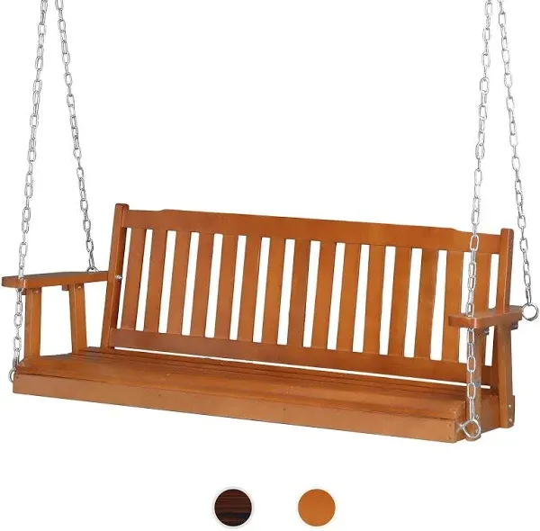 VINGLI Heavy Duty 880 LBS Patio Wooden Porch Swing Upgraded Chains