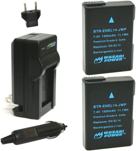 Wasabi Battery Charger And Generic Battery For  Nikon EN-EL14, EN-EL14a