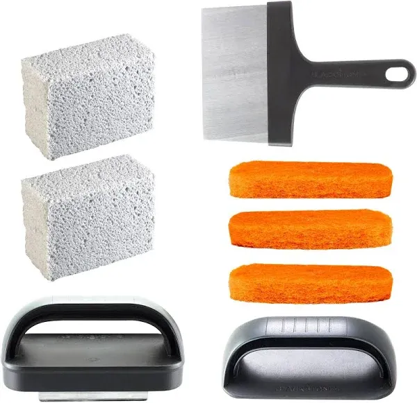 8pc Griddle Cleaning Kit: Professional Scraper, Pads &amp; Bricks for Rust Removal