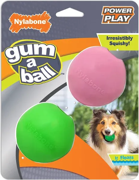 Nylabone Power Play Gum-a-Ball Toy for Dogs (2 count per pack)