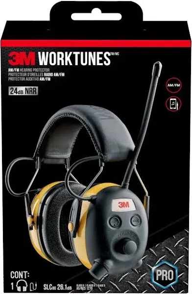 3M Peltor Worktunes AM/FM Headphones &amp; Batteries for Radio, Music, Entertainment