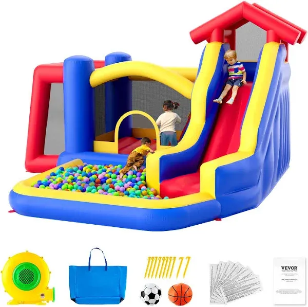 VEVOR Inflatable Bounce House Bouncy Jumping Castle with Blower Slide for Kids